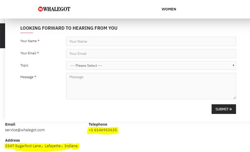 whalegot telephone and address