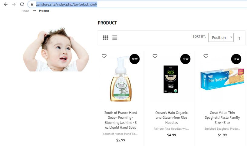 zalistore website products page